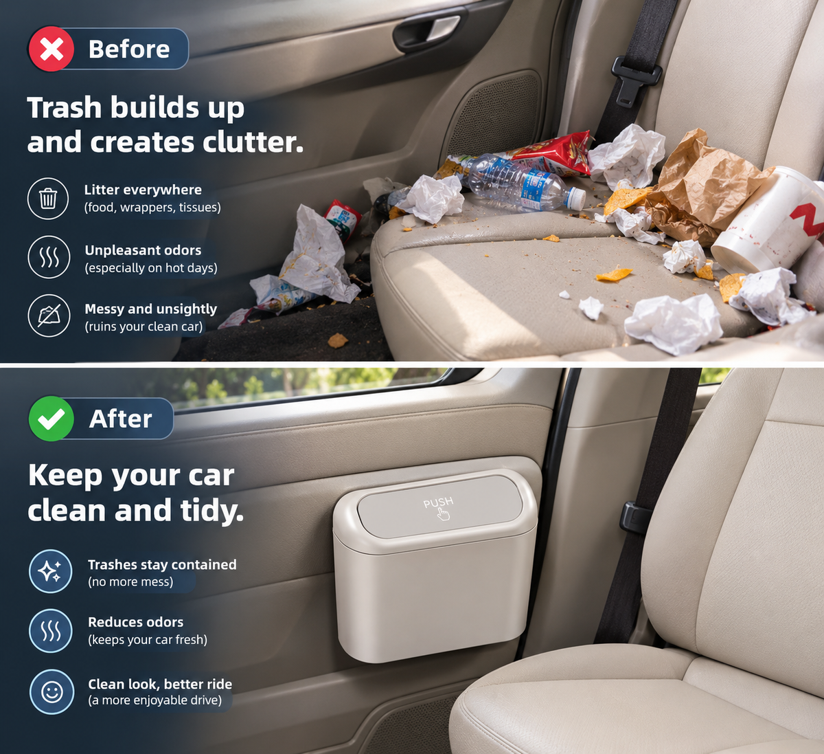 Cab-Tuck Car Trash Bin